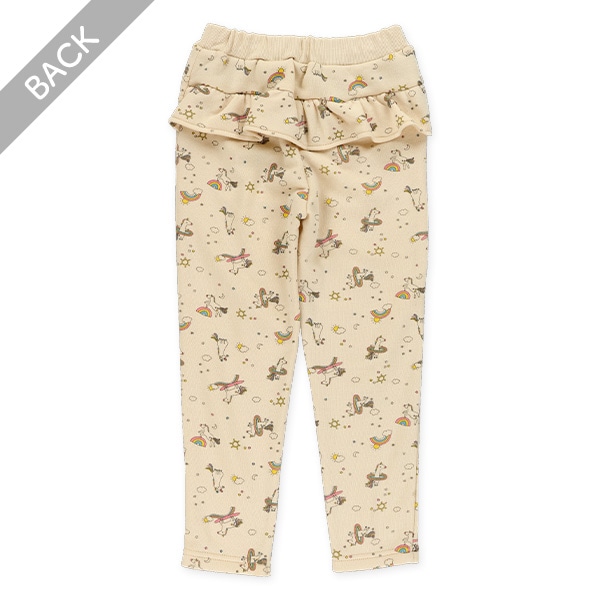 裏起毛後ろフリル総柄パンツ