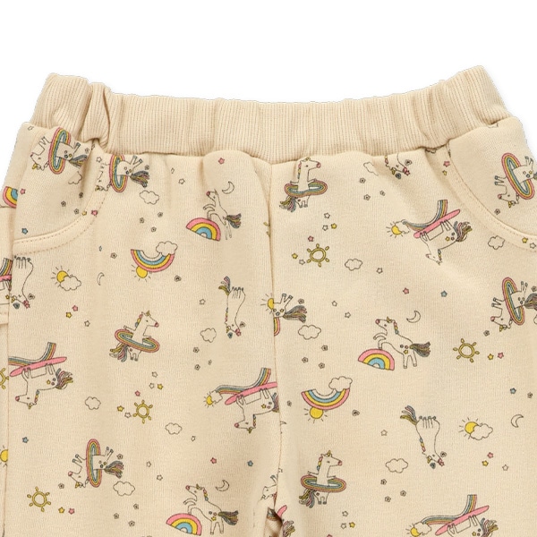 裏起毛後ろフリル総柄パンツ