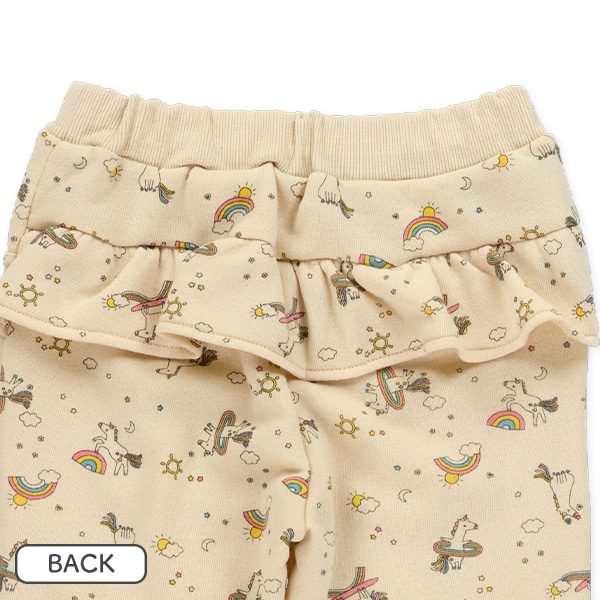 裏起毛後ろフリル総柄パンツ