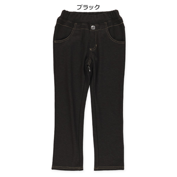 裏ベロアニットデニムダブルウエストパンツ