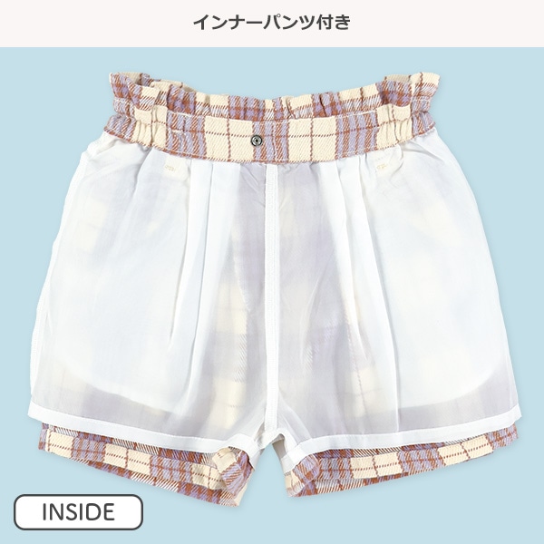 チェック柄サイドリボンキュロットパンツパンツ