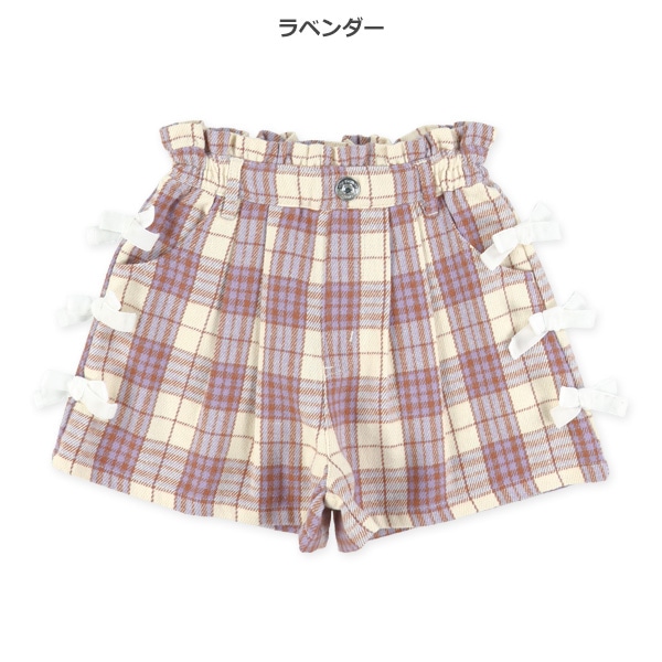 チェック柄サイドリボンキュロットパンツパンツ