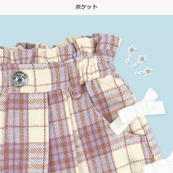 チェック柄サイドリボンキュロットパンツパンツ