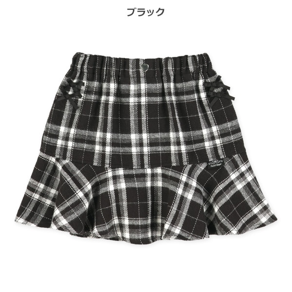 リボン付き先染めチェック柄マーメイドスカート