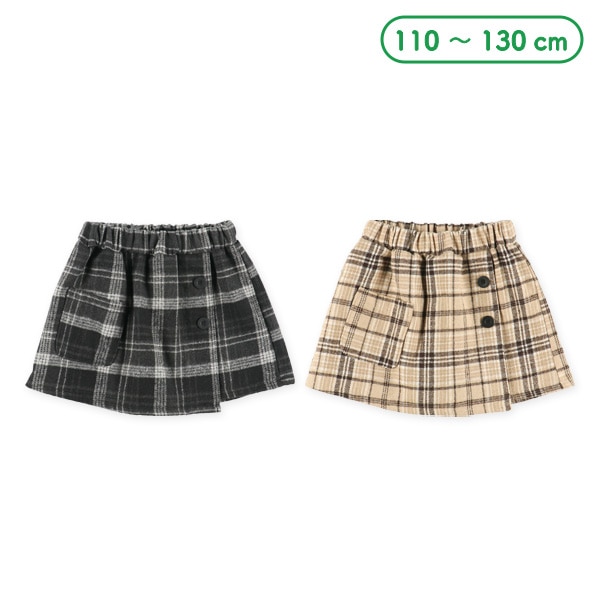 チェックラップキュロットパンツ