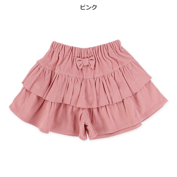 コーデュロイリボンティアードキュロットパンツ