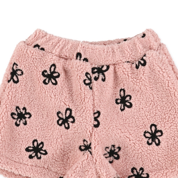ボアフリース花刺繍キュロットパンツ