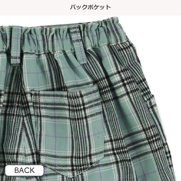 くまチャーム付き裾フリルチェック柄ショートパンツ
