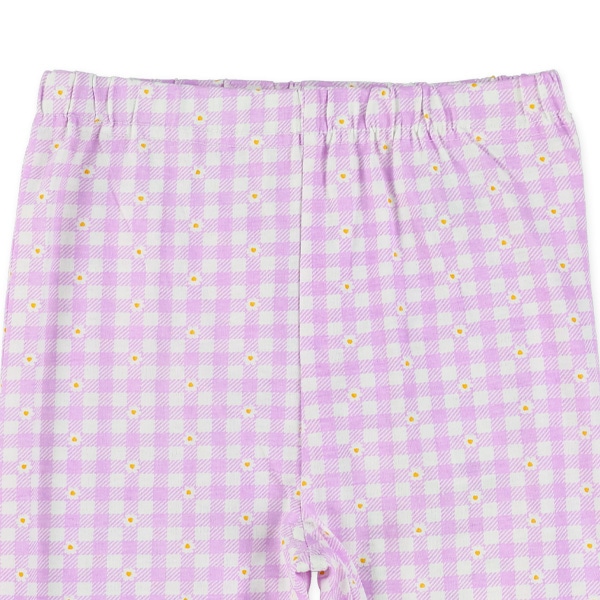 裾フリル花チェックハーフパンツ