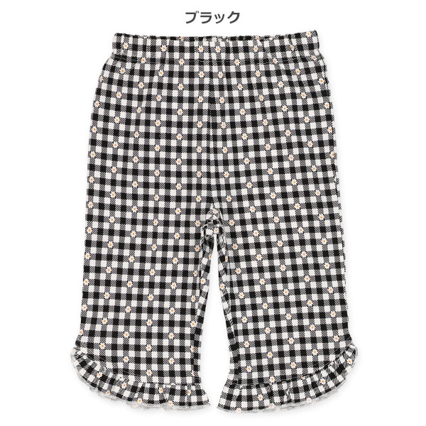 チェック裾フリルニットハーフレギンス