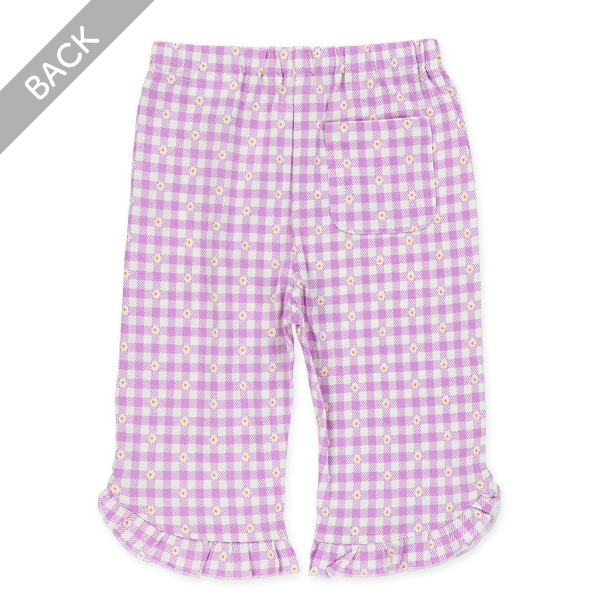 チェック裾フリルニットハーフレギンス