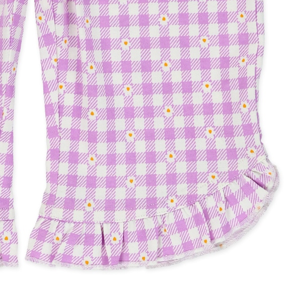 チェック裾フリルニットハーフレギンス