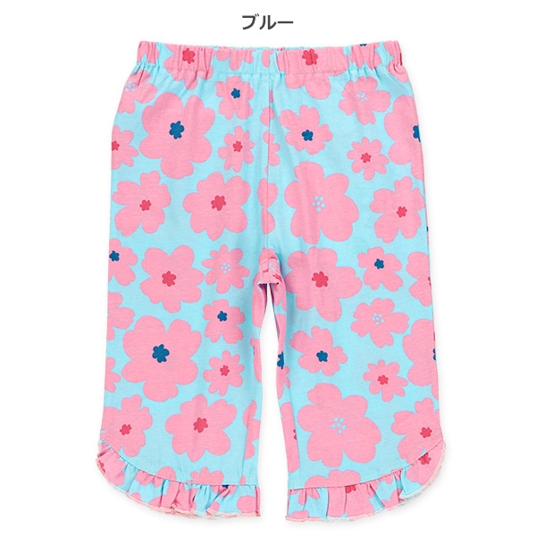 大花裾フリルニットハーフレギンス