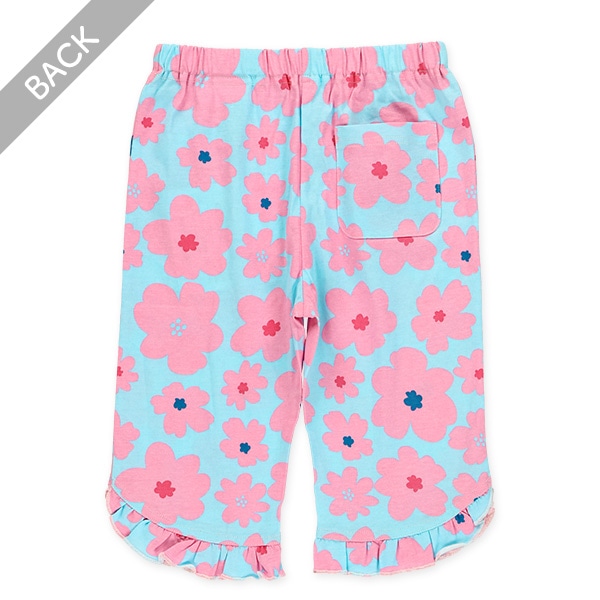 大花裾フリルニットハーフレギンス