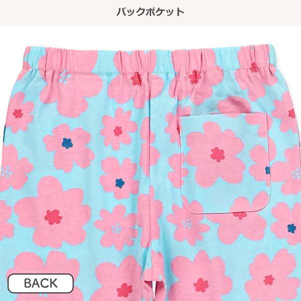 大花裾フリルニットハーフレギンス