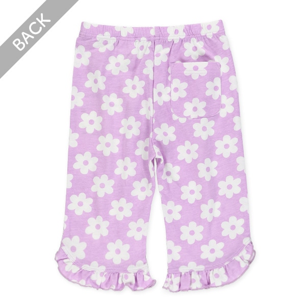 裾フリル花総柄ニットハーフレギンス