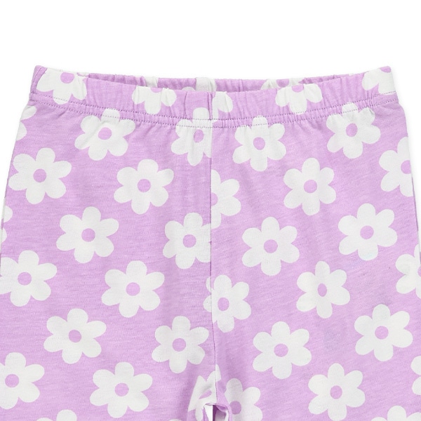 裾フリル花総柄ニットハーフレギンス