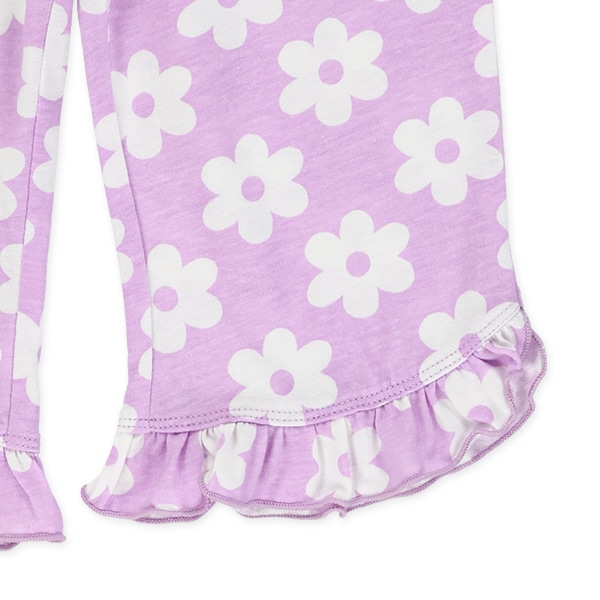 裾フリル花総柄ニットハーフレギンス