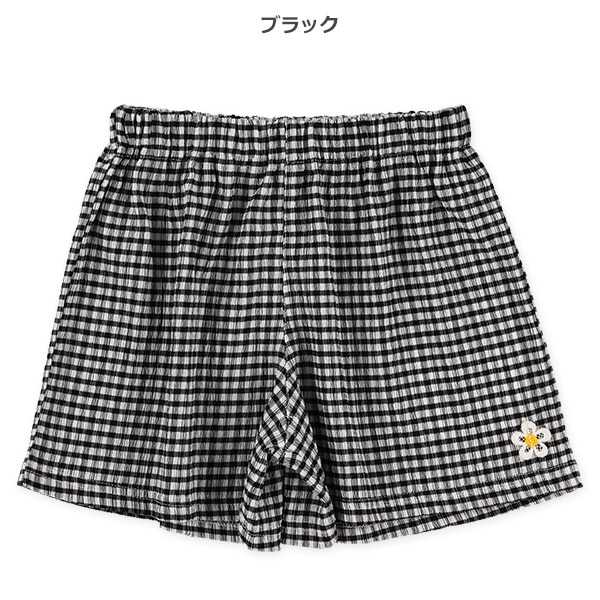 楊柳ニットチェックキュロットパンツ