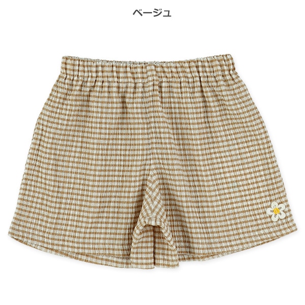 楊柳ニットチェックキュロットパンツ