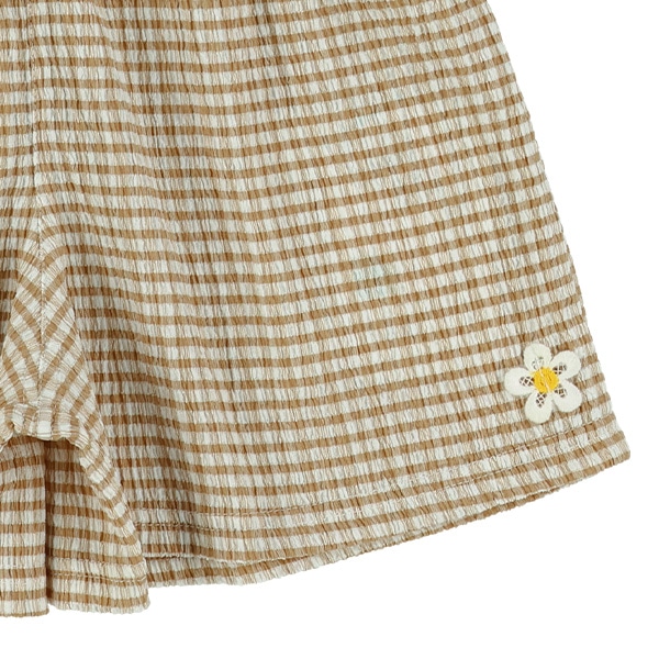 楊柳ニットチェックキュロットパンツ