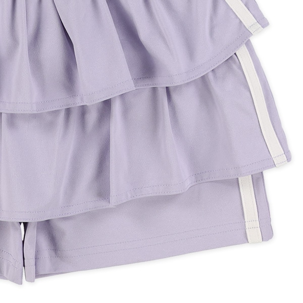 エステルサイド2本ラインフリル付きキュロットパンツ