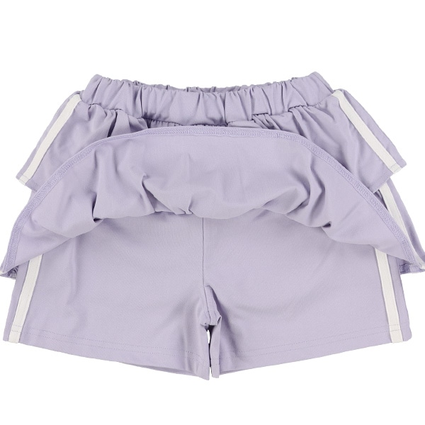 エステルサイド2本ラインフリル付きキュロットパンツ