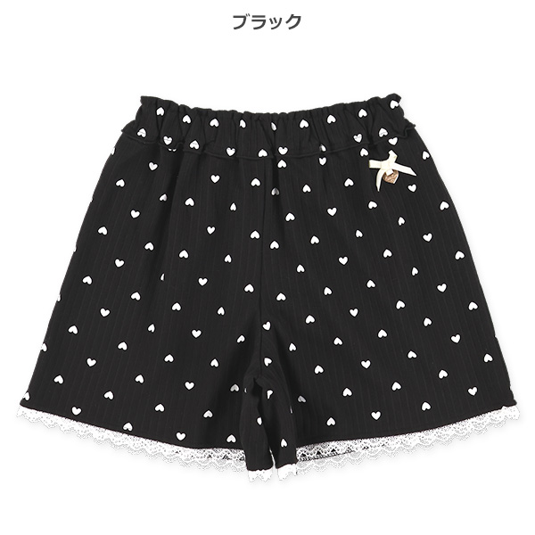 ニットサッカーハート柄キュロットパンツ