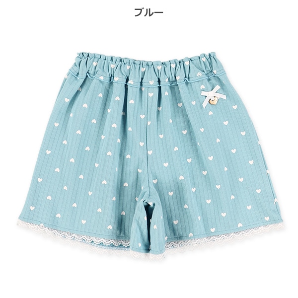 ニットサッカーハート柄キュロットパンツ