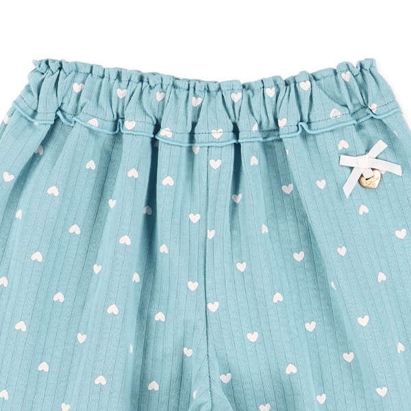 ニットサッカーハート柄キュロットパンツ