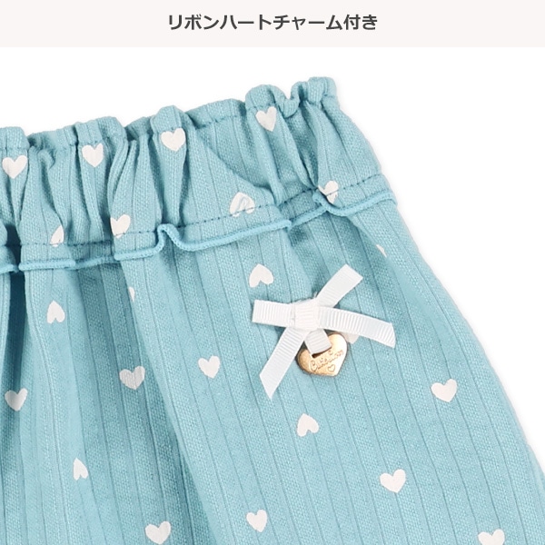 ニットサッカーハート柄キュロットパンツ