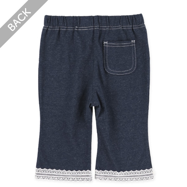 ニットデニム裾レースハーフパンツ