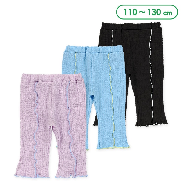 6分丈ポップコーンジャガードフレアパンツ