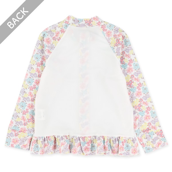 裾フリル花柄ラッシュガード