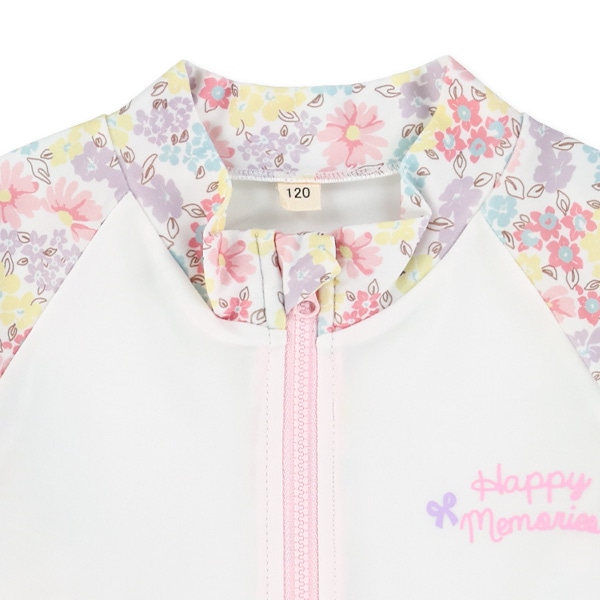 裾フリル花柄ラッシュガード