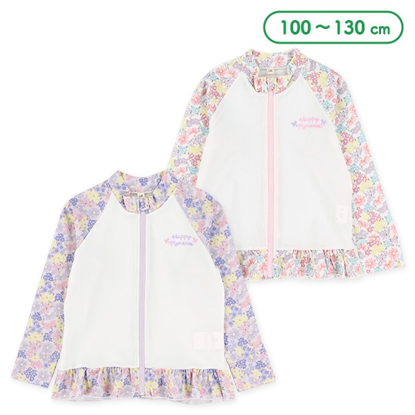 裾フリル花柄ラッシュガード