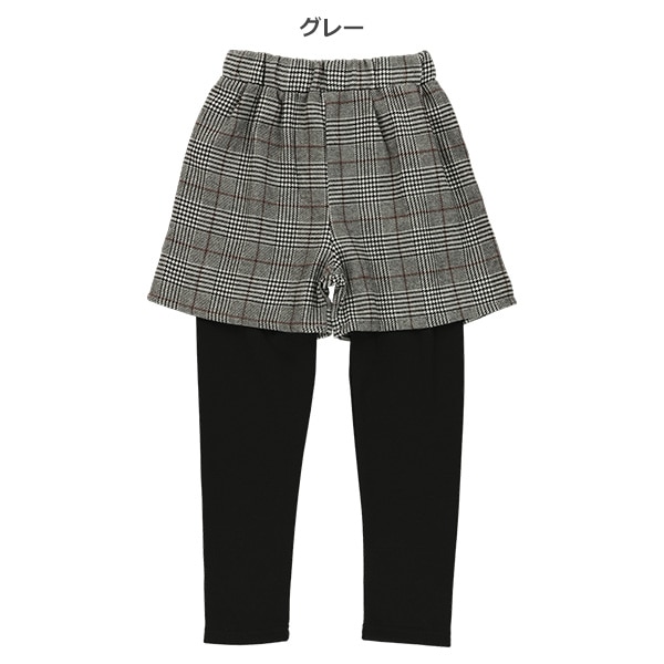 布帛チェックショートパンツ&裏起毛レギンスセット