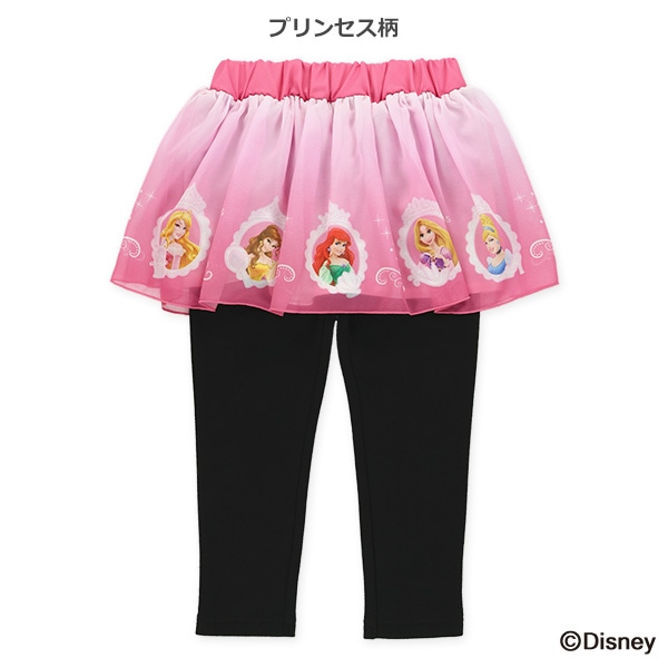 裏起毛シフォン総柄プリントスカッツ（ディズニープリンセス）