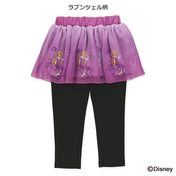 裏起毛シフォン総柄プリントスカッツ（ディズニープリンセス）