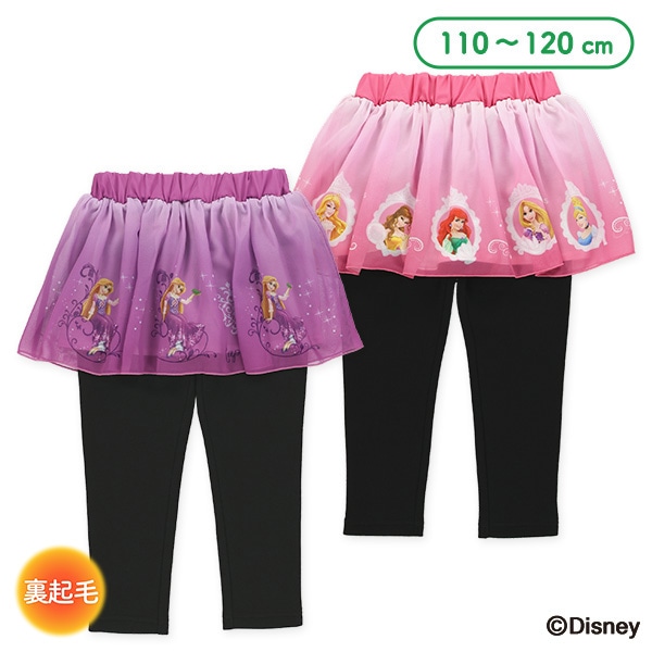 裏起毛シフォン総柄プリントスカッツ（ディズニープリンセス）