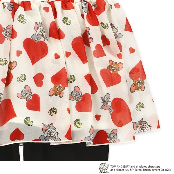 裏起毛シフォン総柄プリントスカッツ（トムとジェリー）