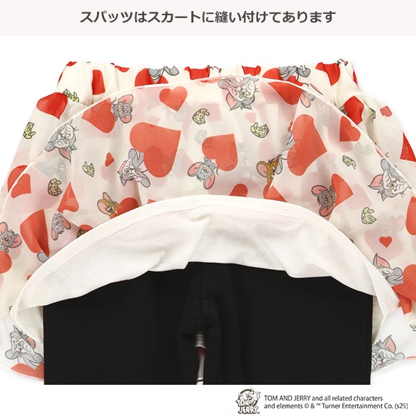 裏起毛シフォン総柄プリントスカッツ（トムとジェリー）