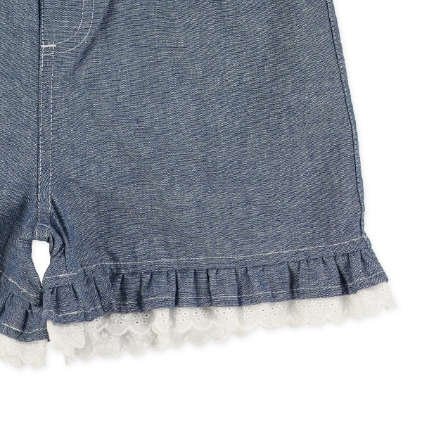 ダンガリー裾レースパンツ