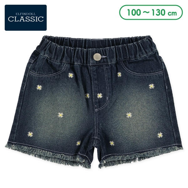 デニム刺繍ショートパンツ