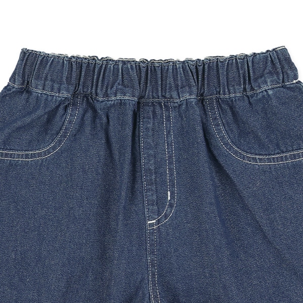 デニム裾フリンジショートパンツ