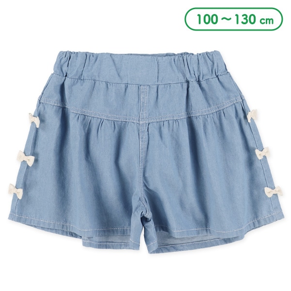 デニムサイドリボンショートパンツ
