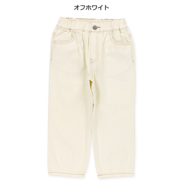 裾タック入りカラーデニムパンツ