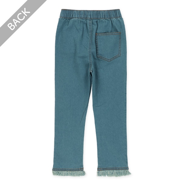 裾フリンジロングパンツ