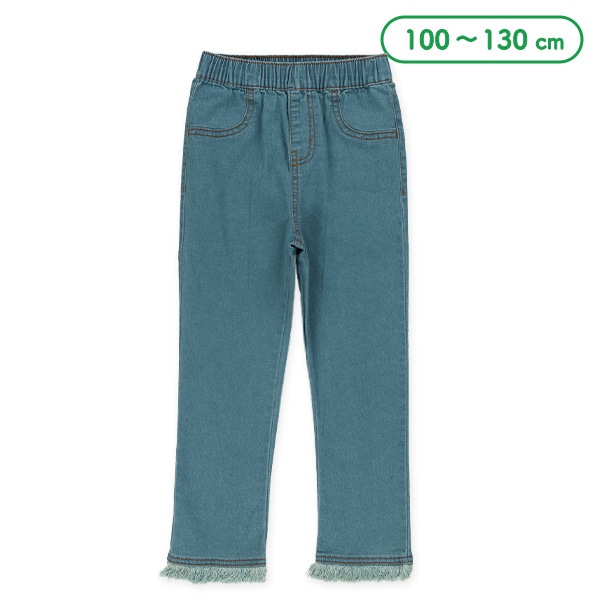 裾フリンジロングパンツ