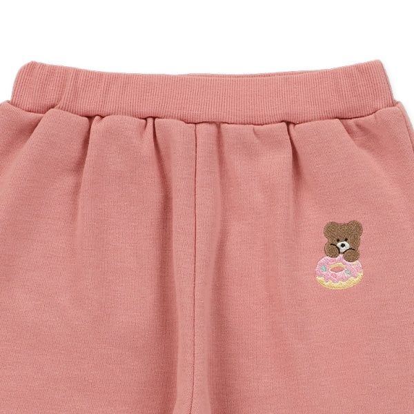 裏毛刺繍ワンポイント裾ゴムパンツ